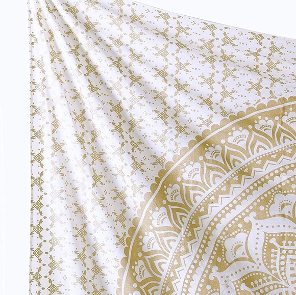 Gold Metallic Mandala Twin Size Tapestry - Picture 2 of 4